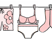 illustration of clothes on clothesline
